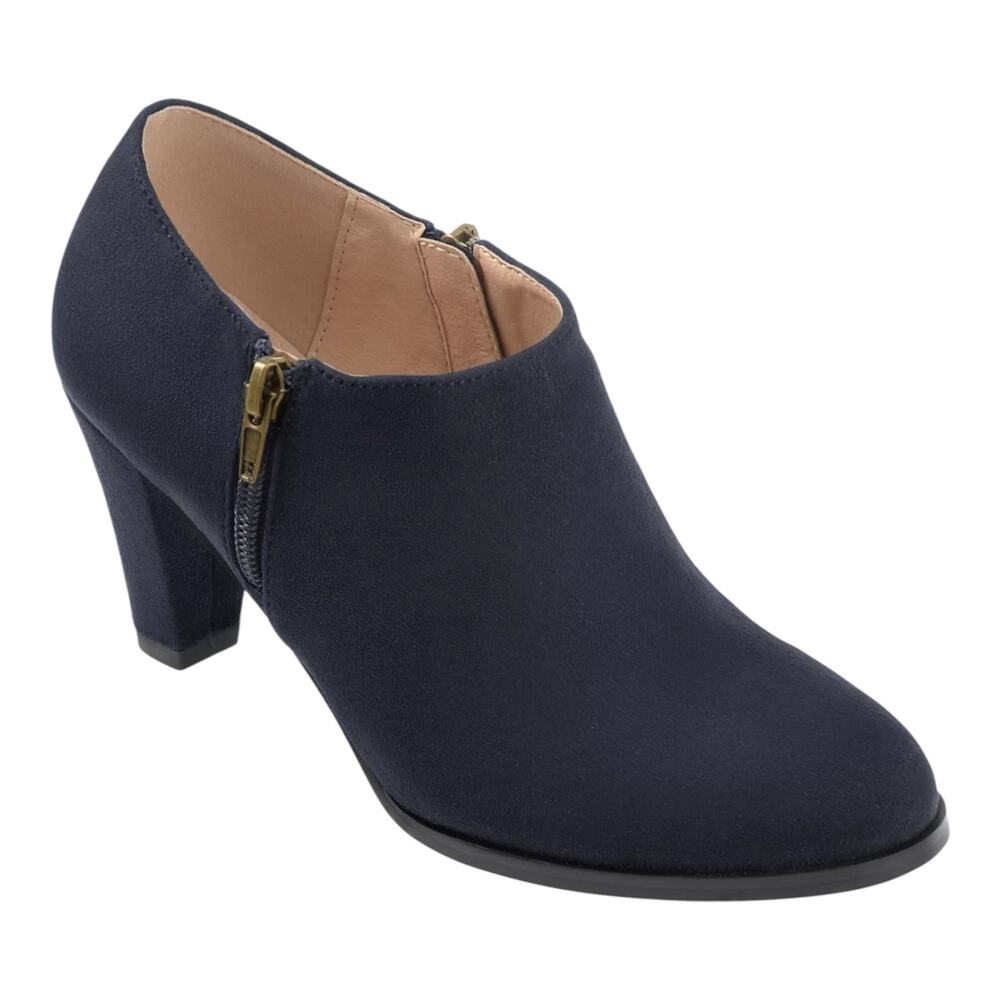 Journee Women's Sanzi Side Zip Dress Ankle Booties Navy Size 8 W